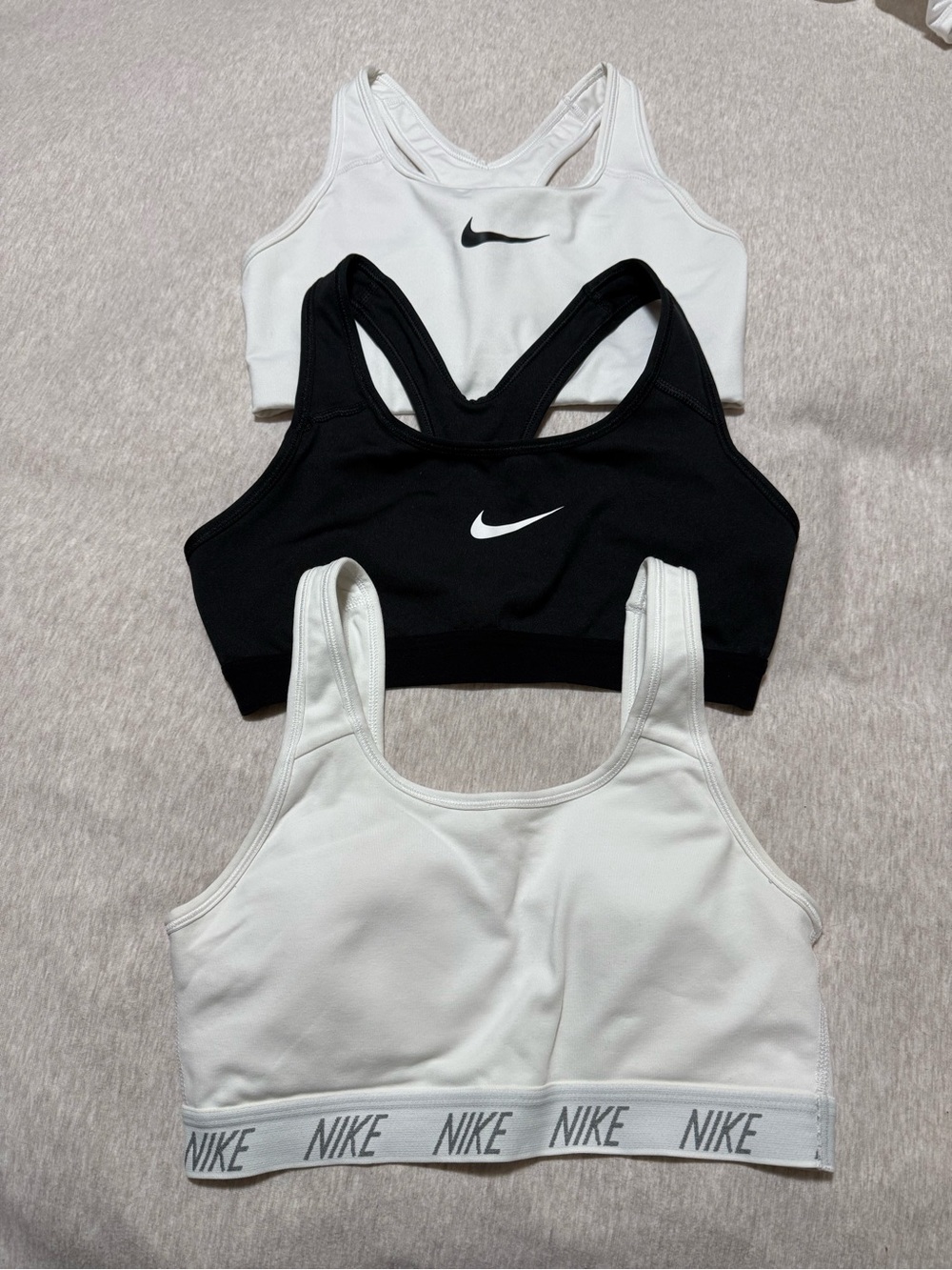 Nike Racerback Sports Bra Trio — Black & White